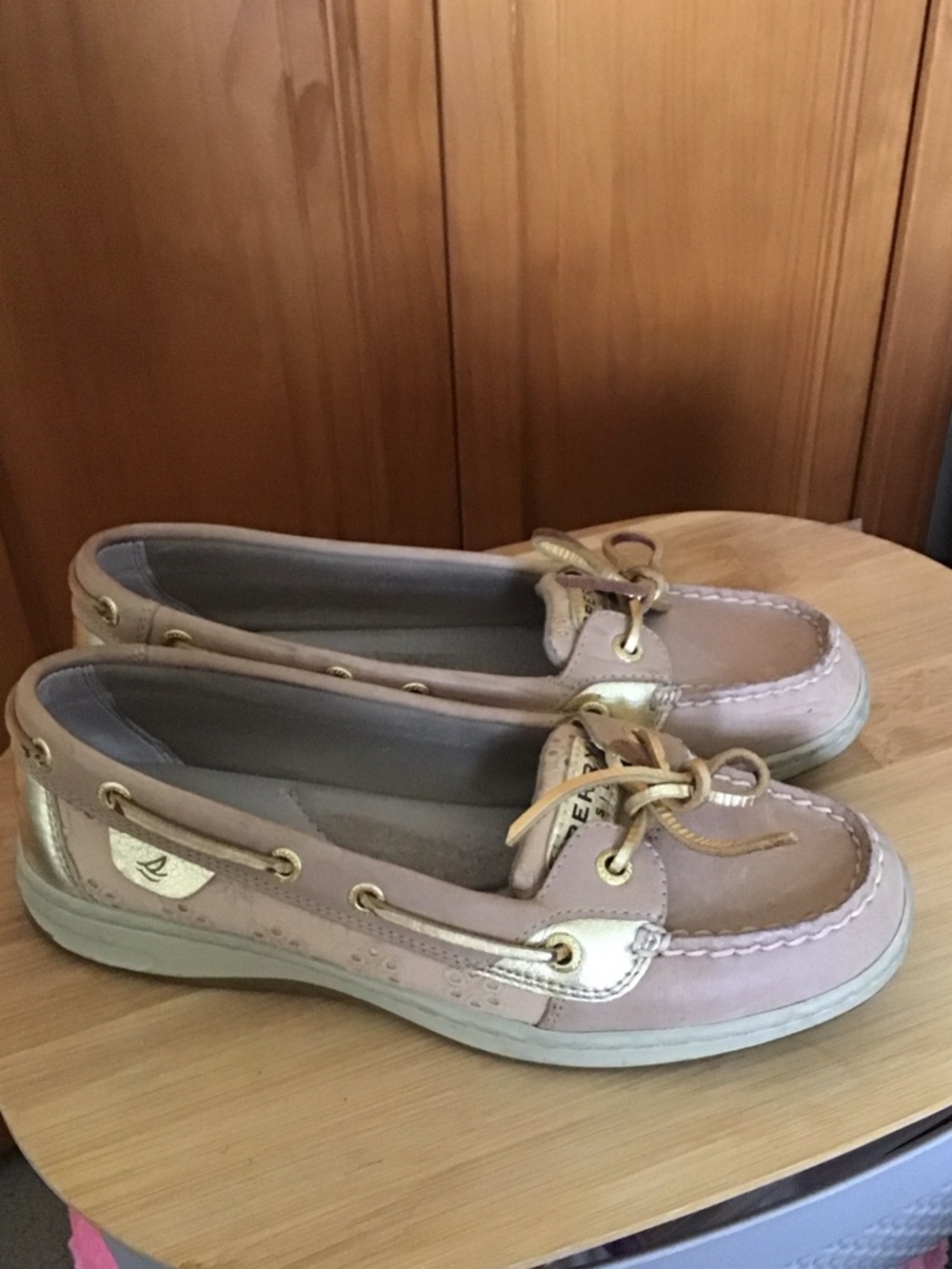 Sperry Women's Tan & Gold Leather Boat Shoes